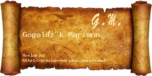 Gogolák Mariann névjegykártya